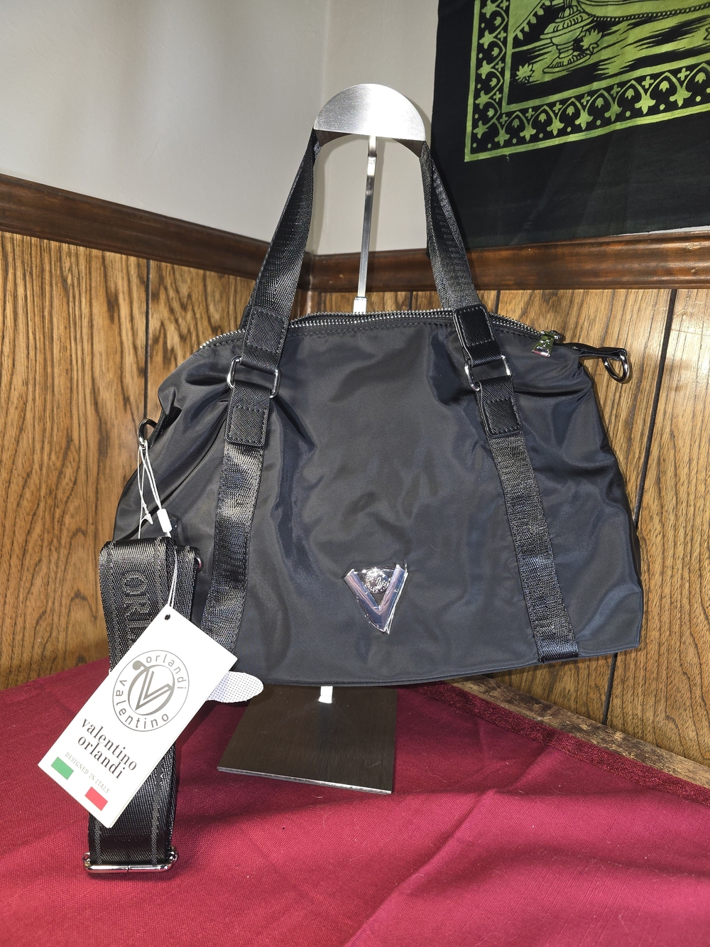 Valentino Orlandi Black Nylon Tote/Satchel Bag